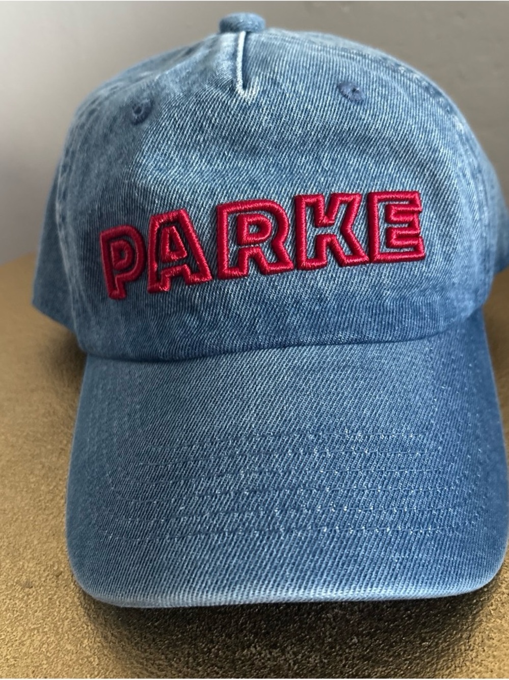 PARKER Denim Baseball Cap with Pink Embroidered Logo